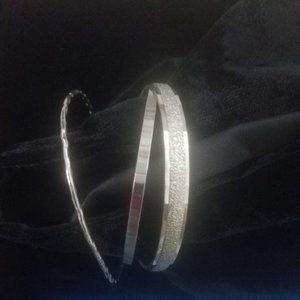 Vintage Monet Silver Tone Bangle Bracelets - set of 3
